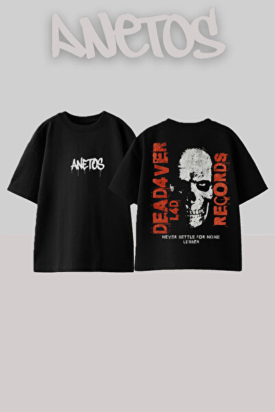 Anetos Μπλουζάκι Dead4ver Design Back με τύπωμα Cotton Black oversized