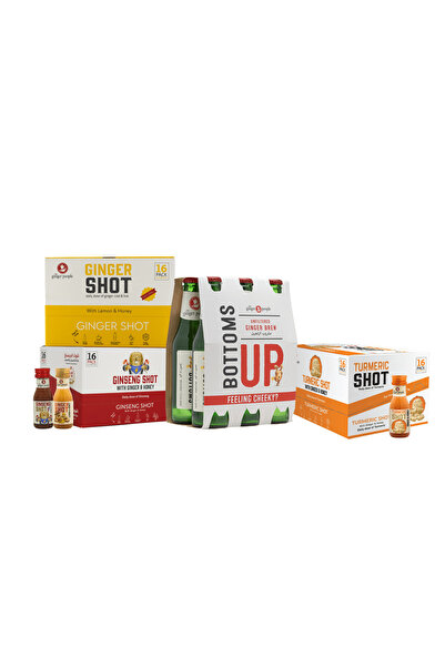 The Ginger People Ginger Beverages Set: Ginger, Ginseng & Turmeric Shots (30m...
