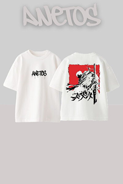 Anetos Μπλουζάκι Berserk 3 Design Back με τύπωμα Cotton White oversized