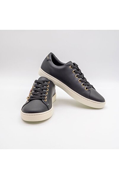 Dolce&Gabbana BLACK LEATHER GOLD RED HEART SNEAKERS