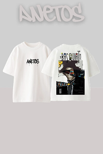 Anetos Μπλουζάκι Bhsquıht Design Back με τύπωμα Cotton White oversized