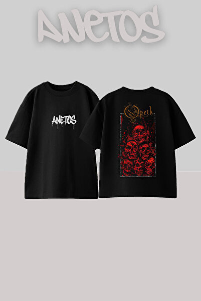 Anetos Opeth 20 dizajn rukavica Štampano Pamuk crna Oversize kroj T-shirt