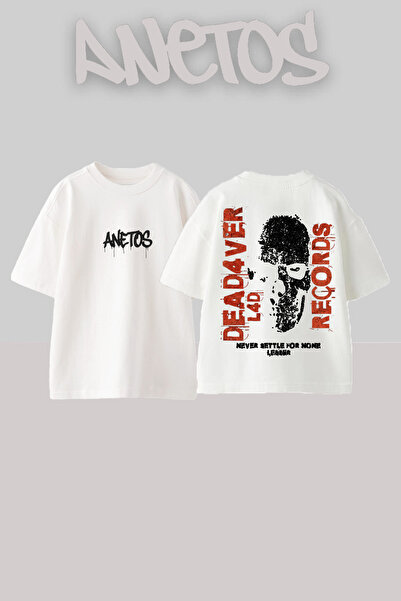 Anetos Μπλουζάκι Dead4ver Design Back με τύπωμα Cotton White oversized
