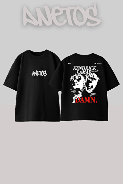 Anetos Μπλουζάκι Kendric Lamar Design Back με τύπωμα Cotton Black oversized