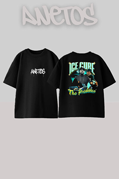Anetos Ice Cure Design ranac Štampano Pamuk crni Oversize kroj T-shirt