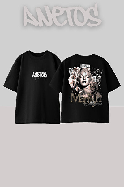 Anetos Μπλουζάκι Markyn Design Back με τύπωμα Cotton Black oversized