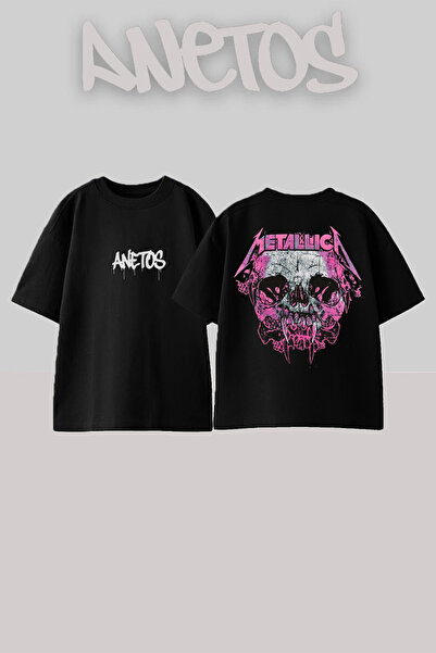 Anetos Μπλουζάκι Metallica 10 Design Back με τύπωμα Βαμβακερό Μαύρο oversized