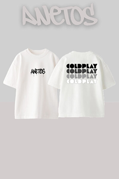 Anetos Bruno Mars 6 Design Back cu imprimeu Bumbac Alb supradimensionat tricou