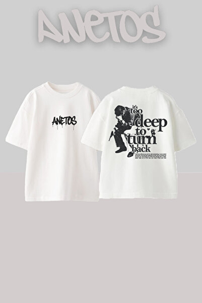 Anetos Designul lui Thinking Man este spatele cu imprimeu Bumbac alb supradim...