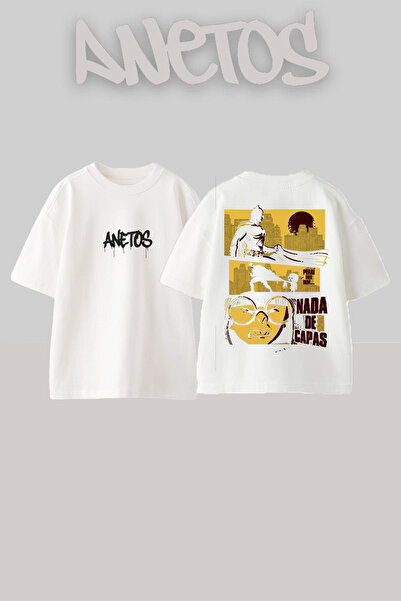 Anetos Batman 1 Dizajn Leđa Štampano Pamuk Bela Oversize kroj T-shirt