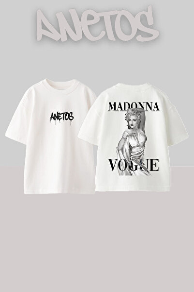 Anetos Μπλουζάκι Madonna 19 Design Back με τύπωμα Cotton White oversized