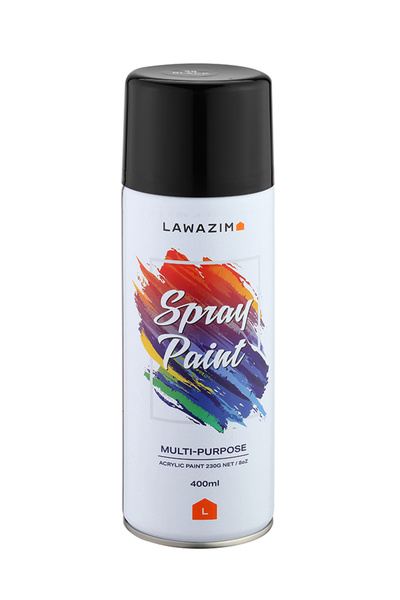 Lawazim Spray Paint 39 Black- Multi Surface 400ml Quick-Drying Paint for Indoor and Outdoor Use