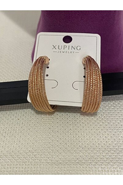 bettin tasarım Xuping 14K Altın Kaplama Rose Gold Çoklu Tel Kalın Hasır Model Kadın Çelik Küpe