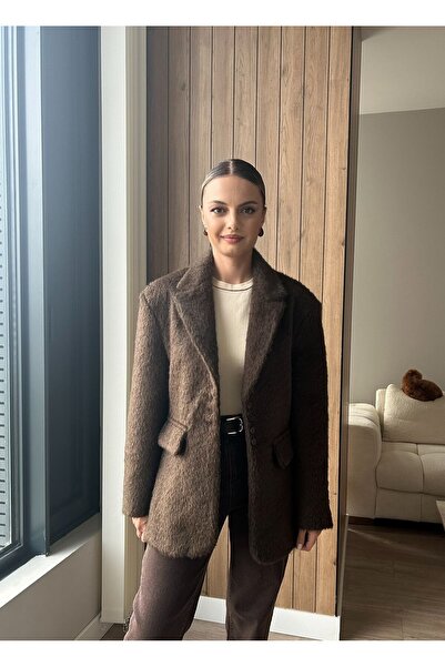 NİLU ACI KAHVE ÖZEL DOKULU CEKET