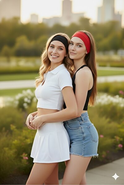 Butikgiz %100 Pamuklu Penye Esnek Yumuşak Spor Saç Bandı SÜPER İKİLİ TAKIM