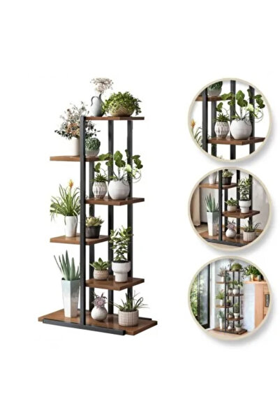 JollyMag Suport pentru ghivece de flori și plante, raft modern, negru și maro închis, JollyMag, mărimea 16 CZ, 113 x 60