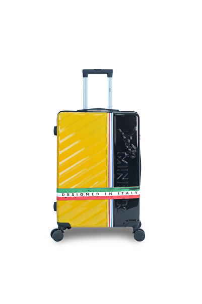 Mnuk SWAGGER Set of 3 Luggage| PC and ABS Hardside Trolley| Double 360° 4 Wheeler| 20/24/28-Yellow Black