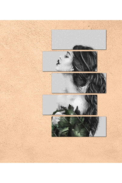 Generic Wall panel - Woman drawing - 300934 - divided into five graduated pieces - 2