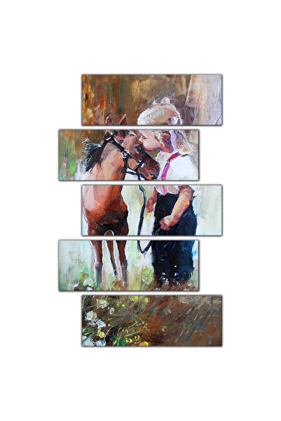 Generic Wall panel - Girl with a horse - 608 - divided into five graduated pieces - 2