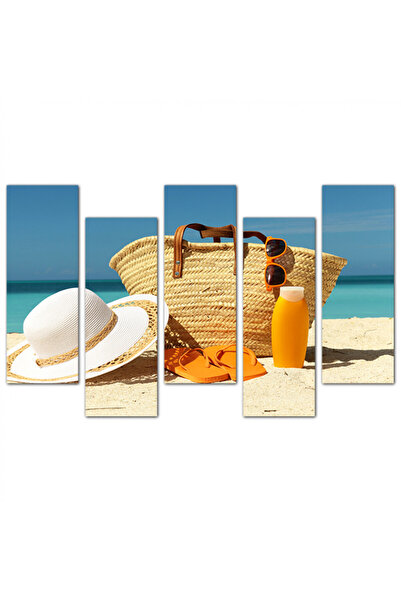 Generic لوحه جداريه - أدوات النزهه على الشاطئ - 1544 - مقسمه خمسة قطع متدرجه - 2