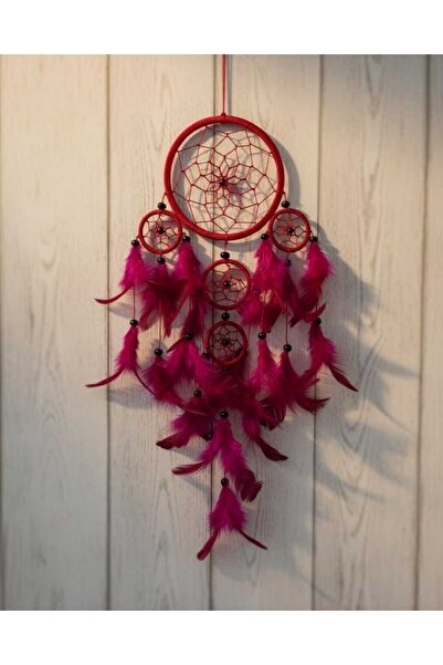NETAVANTAJ Boncuklu Rüya Düş Kapanı Turkuaz Dream Catcher Fuşya Kırmızı