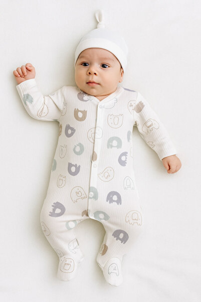 greenmoss 100% Cotton Elephant Patterned Baby Romper