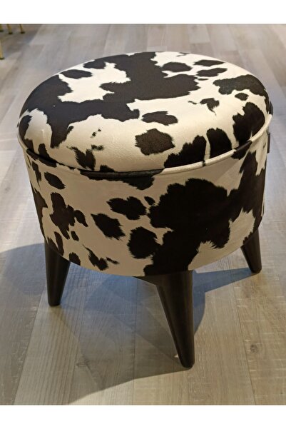 Store MERCAN MOBİLYA LEOPAR DESEN PUF BENCH 42 CM SİYAH AYAK