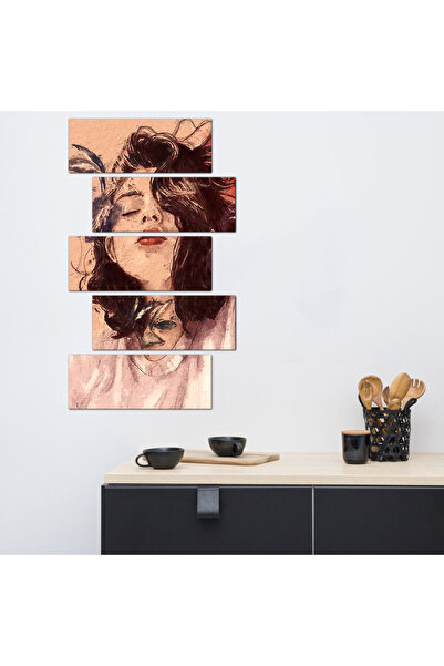 Generic Wall panel - girl art drawing - 30034 - divided into five graduated pieces - 2