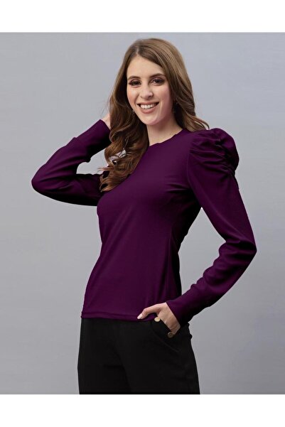 iza Wine Puff Sleeve Top