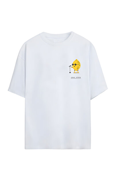 GraffTee تي شيرت قطني كبير الحجم للجنسين من ليمون