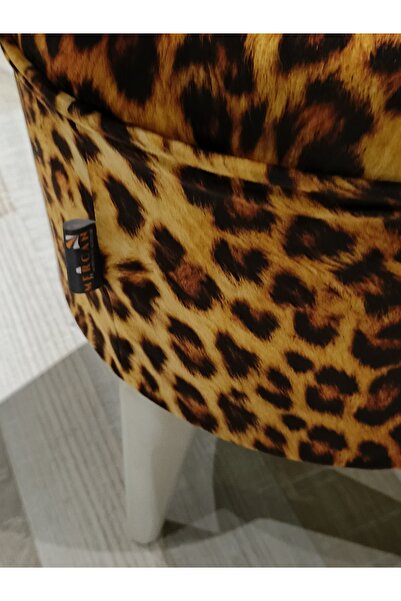 Store MERCAN MOBİLYA LEOPAR DESEN PUF BENCH 43 CM BEYAZ AYAK