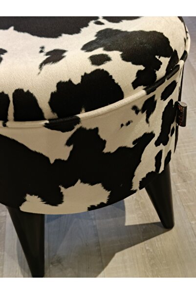 Store MERCAN MOBİLYA LEOPAR DESEN PUF BENCH 42 CM SİYAH AYAK