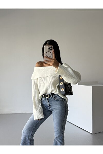 SolQ Tricotaj pentru femei Pulover Guler Madonna Potrivire confortabilă Snur special