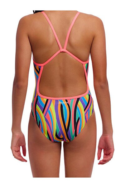 FUNKİTA Ss Curl Curl Girls' Thin Strap Swimsuit | Colorful and Comfortable Design