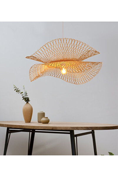 burenze Modern İskandinav El Yapımı Bohem Hasır Sarkıt Rattan Avize