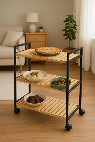 Bin shihoon 3-story black wood and iron organizing unit
