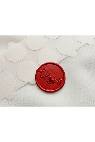 Unbranded/Generic Set 25 Sigilii din Ceară Rosu Intens – Inscripție „Cu drag” – Ø 2,5 cm – Handmade