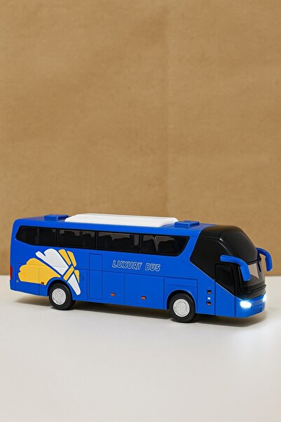 TOYFEST Luxury Lighted Sound Doors and Soft Rubber Opening Luggage Compartment Tour Holiday Bus 15 cm - Blue