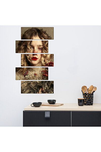 Generic لوحه جداريه - رسمة فتاه فنيه - ٣٠٠٣٥ - مقسمه خمسة قطع متدرجه - 2