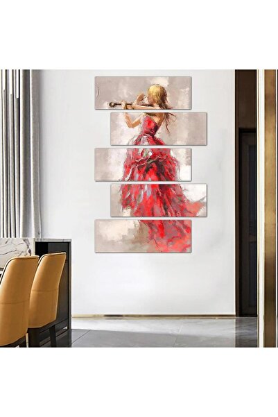 Generic Modern wall painting of a woman playing the violin - 24077 - divided into five graduated pieces - 2