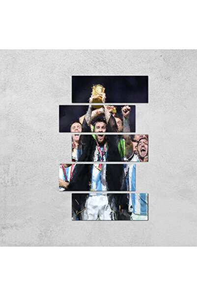 Generic Wall panel - Argentina and Messi winning the World Cup wc22arg - divided into five graduated pieces - 2