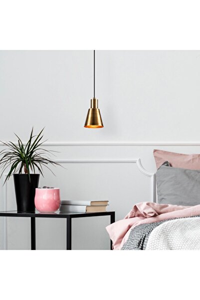 MOİRA Konikkem Retro Tekli Sarkıt Avize Eskitme, Endüstriyel Metal Sıvama Tav...