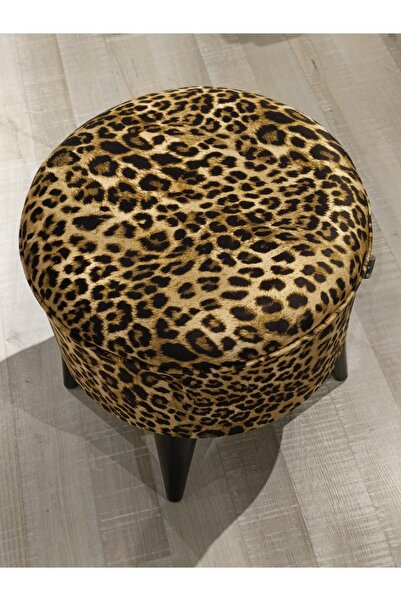 Store MERCAN MOBİLYA PUF BENCH LEOPAR DESEN 43 CM BEYAZ AYAK