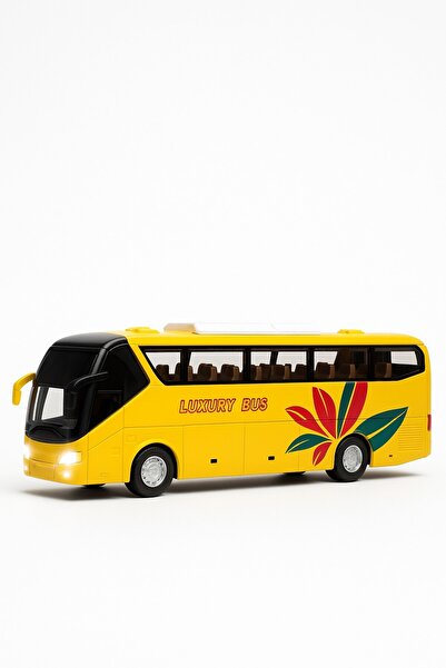 TOYFEST Luxury Lighted Sound Doors and Soft Rubber Opening the Trunk Tour Holiday Bus 15 cm - Yellow