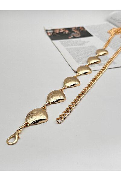 MODAM HİFA Seashell Figured Chain Belt Women's Belt Dress Belt Waist Belt Body Belt Shirt Belt