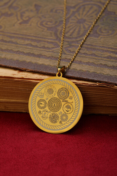 GM SİLVER قلادة من الفولاذ الذهبي 316L للحماية