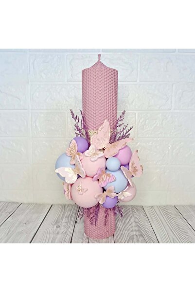 MILUNA Lumânare de botez din ceară - Fluture