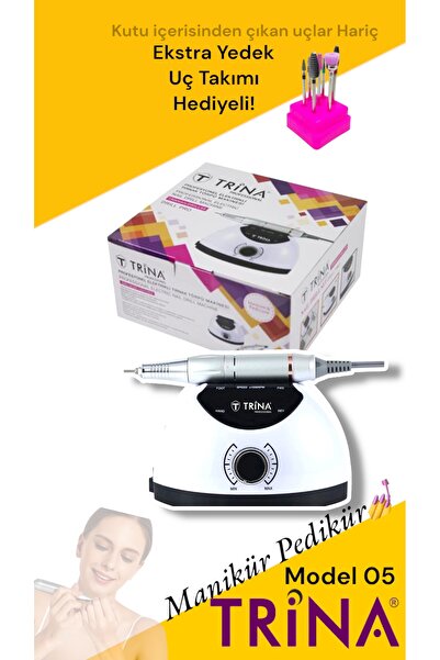 Trina 05 Profesyonel Manikür Pedikür Seti (Ekstra yedek uç takımı hediyeli)