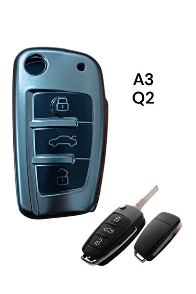 Marsilyan Audi A3 Q2 Key Compatible Silicone Auto Key Remote Cover Case Black...