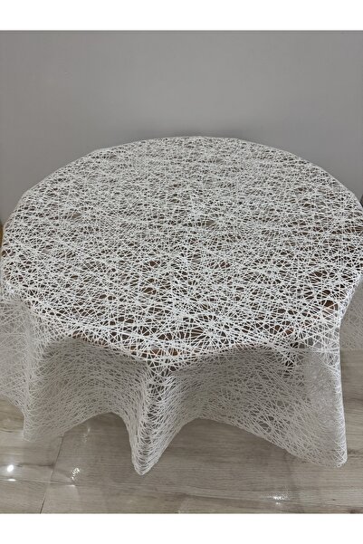 yukselhalimefrusat مفرش طاولة دائري بنمط شفاف قطره 137 سم من القش الكريمي